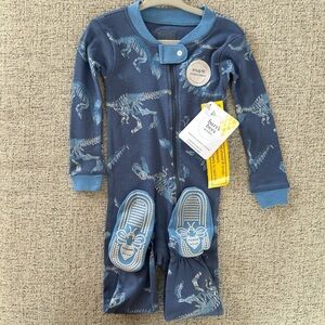 Burt's Bees Baby Blue Dinosaur Footie